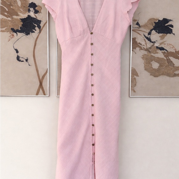 Free People Light Pink In Town Midi Dress - Picture 3 of 9